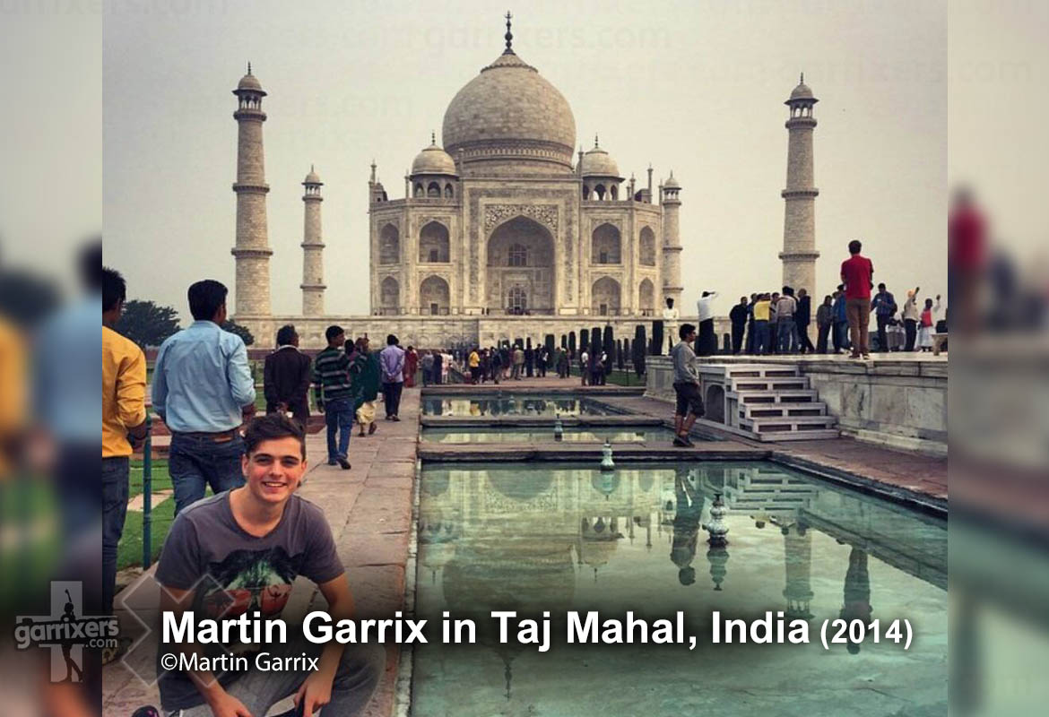 Martin Garrix in Taj Mahal, India, in 2014 on garrixers.com